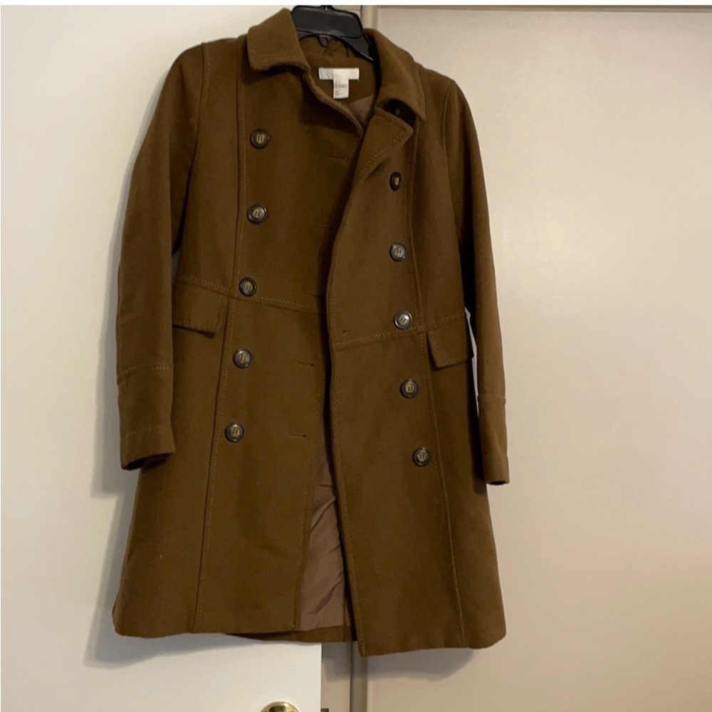 H&M Brown Double-Breasted Pea Coat